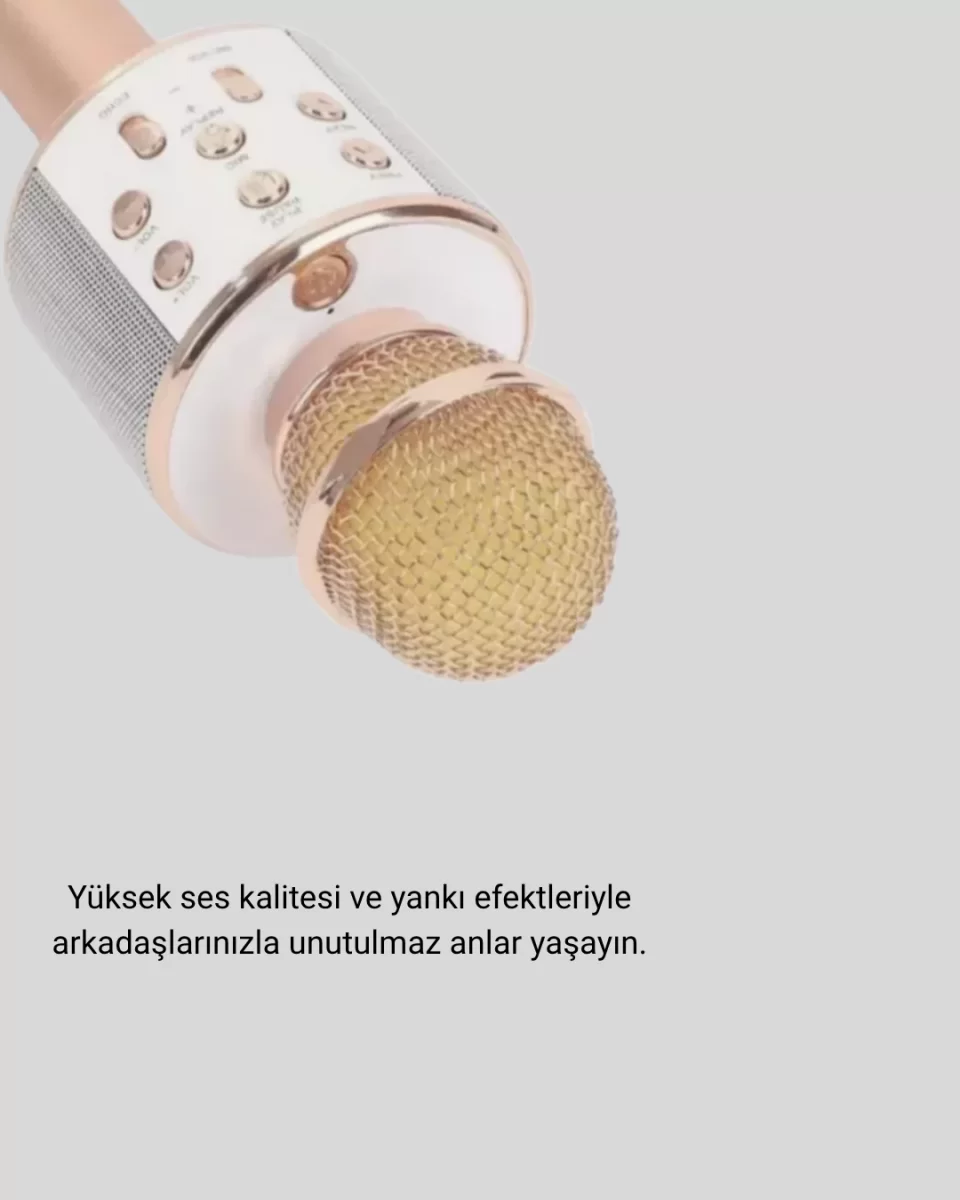 Kablosuz Karaoke Mikrofon USB AUX Destekli Parti ve Eğlence İçin - Görsel 2