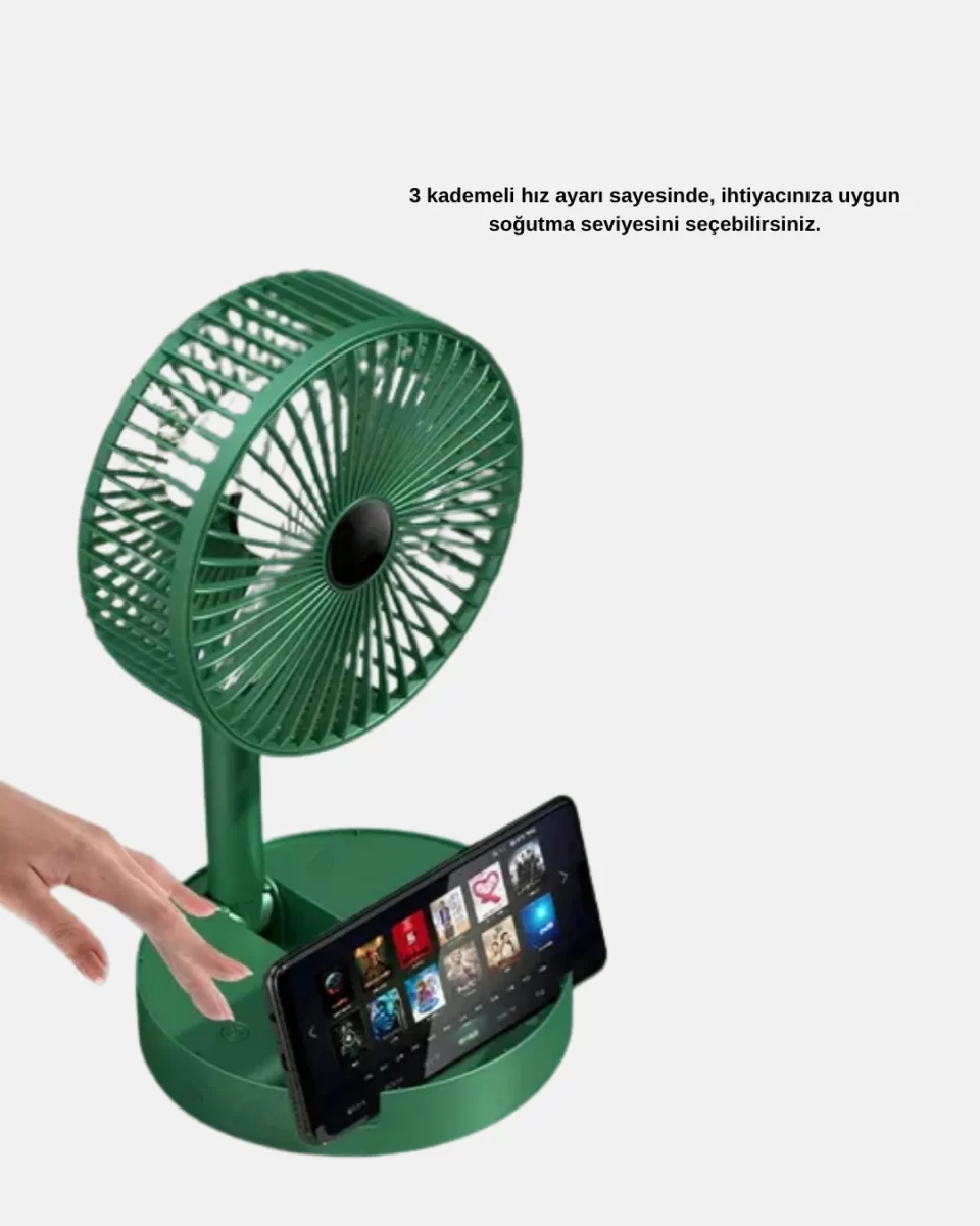 Taşınabilir Katlanabilir Mini Fan 3 Kademeli Şarj Edilebilir - Görsel 3