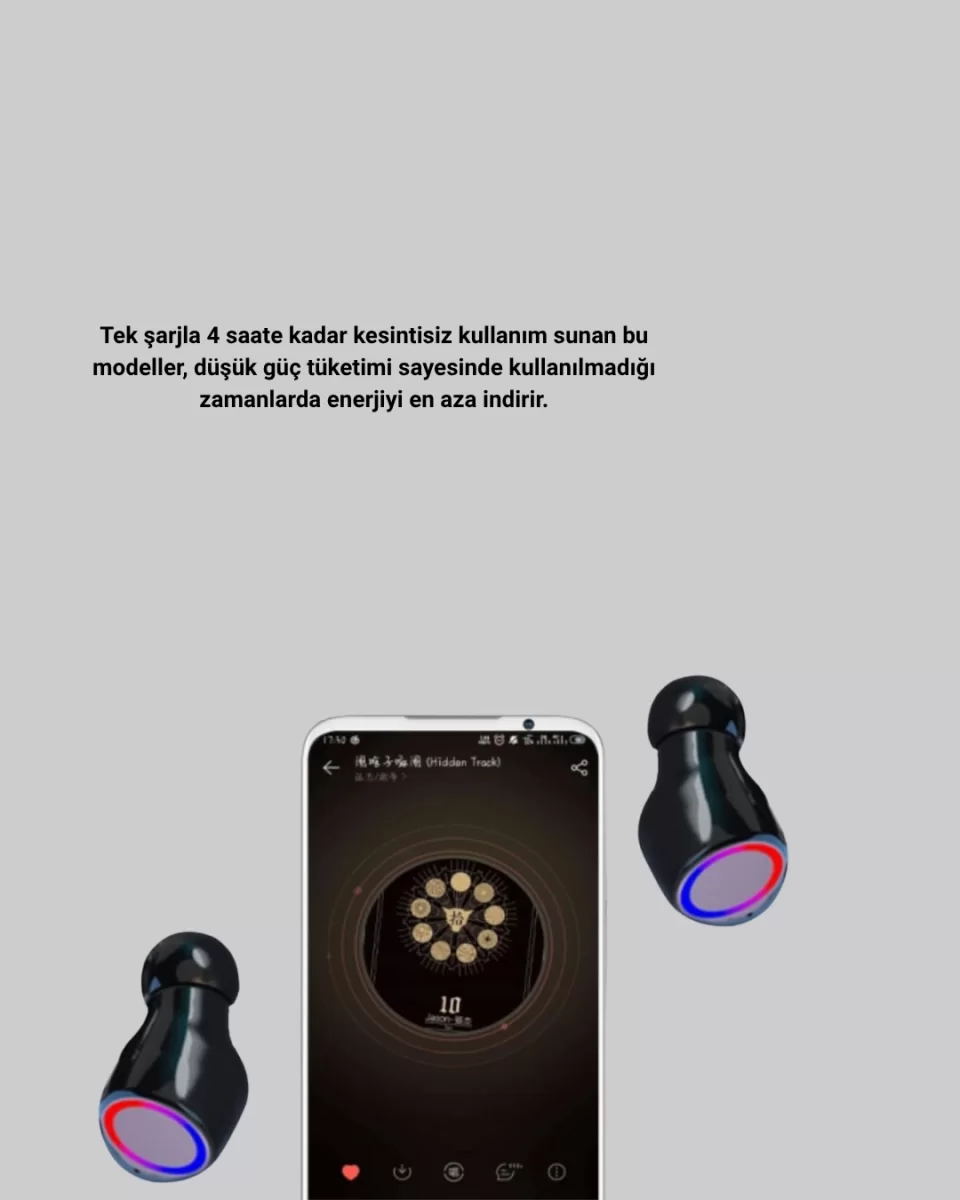 Bluetooth Kablosuz Kulaklık 4 Saat Kullanım Şarj Kutulu Düşük Enerji Tüketimli - Görsel 4