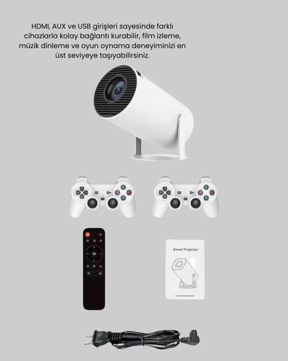Taşınabilir Projeksiyon Cihazı 4K Destekli Wi-Fi Kablosuz Ekran Yansıtma - Görsel 3