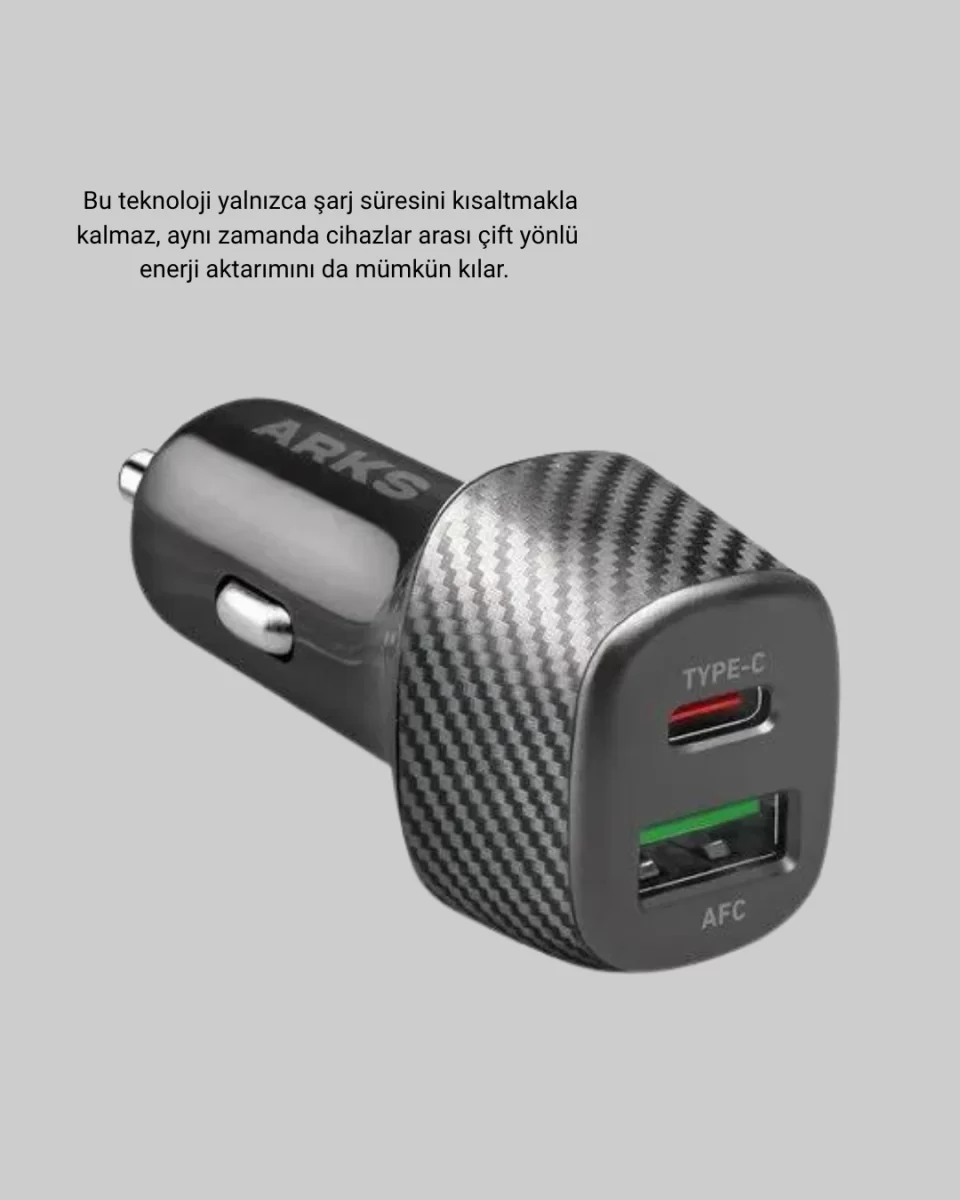 Araç Tipi Hızlı Şarj Adaptörü Type-C PD USB Çift Port Kompakt - Görsel 2