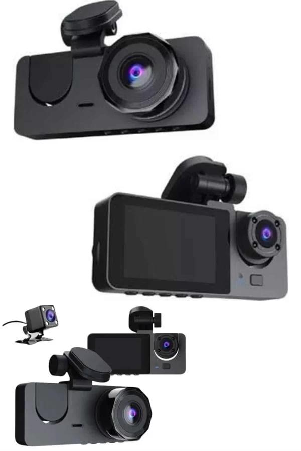 Yol Kayıt Araç Kamerası HD DVR 3 Kameralı 2.0in Ekranlı Ön İç Arka - Görsel 4