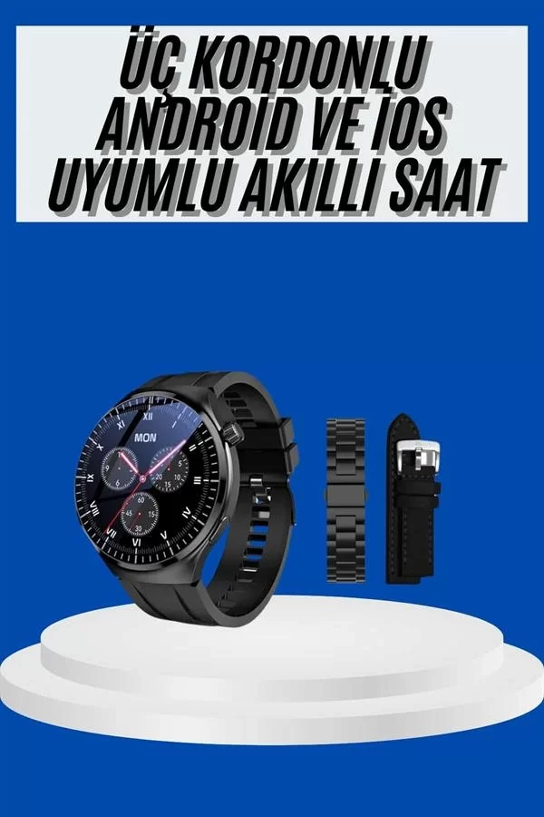 Amoled Ekran Akıllı Saat Üç Kordonlu İOS Android Uyumlu - Görsel 2