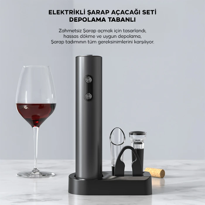 EZERE Sarjlı Otomatik Şarap Açacağı Tirbuşon Seti Şarap açma seti-(5775) - Görsel 2