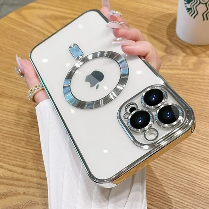 ALLY iPhone 14 Pro Max 6.7inç Renkli Kenar Lazer Çerçeveli Magsafe Uyumlu Silikon Kılıf-(5775) - Görsel 5