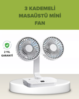 Çift Kafalı Masaüstü ve Duvar Tipi Sessiz USB Şarjlı Fan