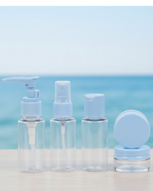 5’li Seyahat Dolum Şişe Seti 30 ml Şeffaf Taşıma Çantalı