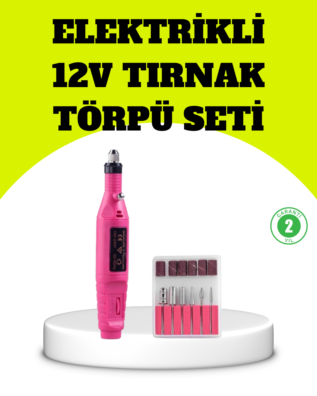 Elektrikli Manikür Pedikür Törpü Seti 6 Başlıklı
