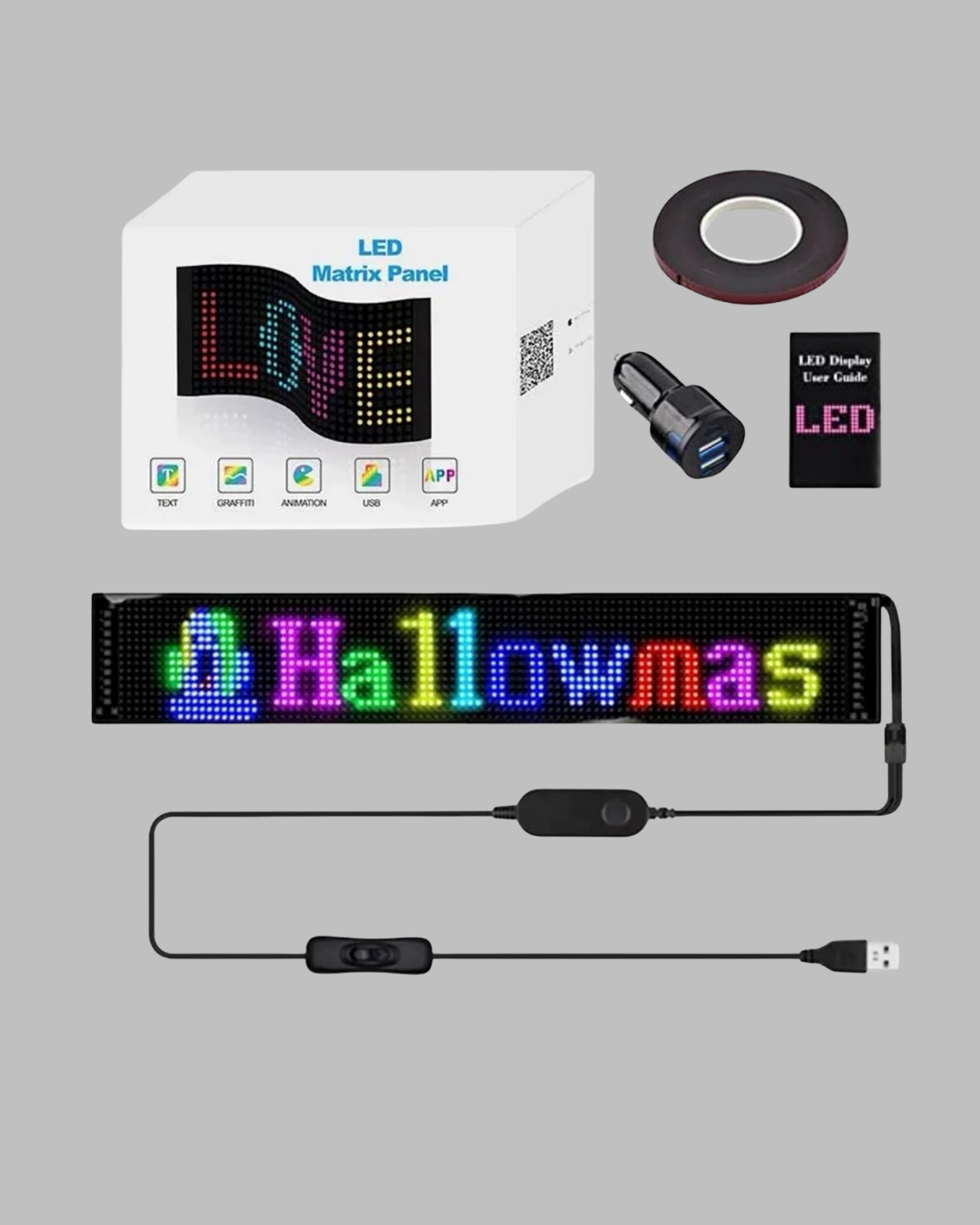 USB Destekli LED Mağaza Tabelası – Renkli RGB Kayan Yazı Paneli - Görsel 2