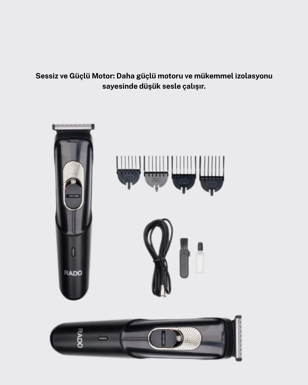 Paslanmaz Bıçaklı, Şarjlı ve Sessiz Saç Sakal Kesme Makinesi – Ev Kullanımı İçin İdeal - Görsel 2