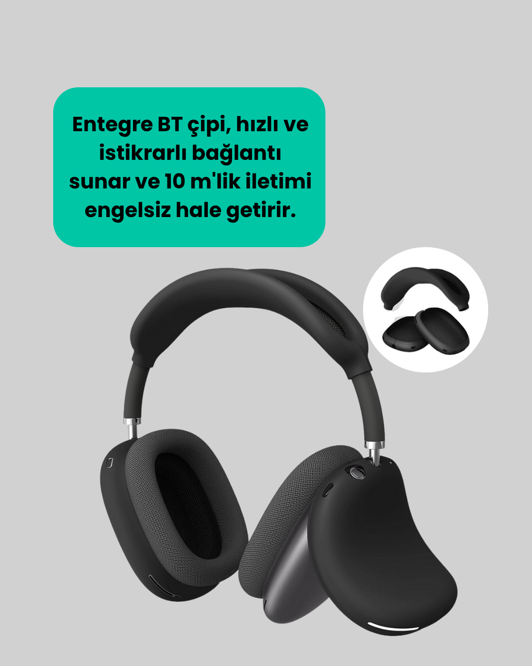 Bluetooth V5.0 Kablosuz Kulak Üstü Kulaklık | Katlanabilir, Mikro USB Girişli - Görsel 5