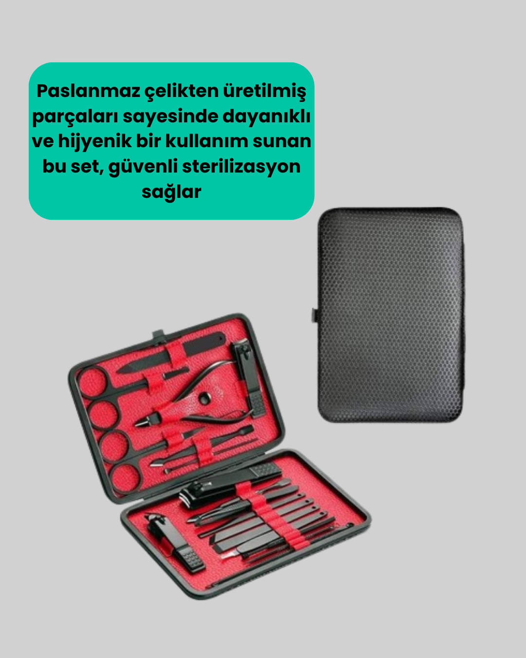 Taşınabilir Deri Kutulu 17 Parça Manikür Seti - Görsel 5
