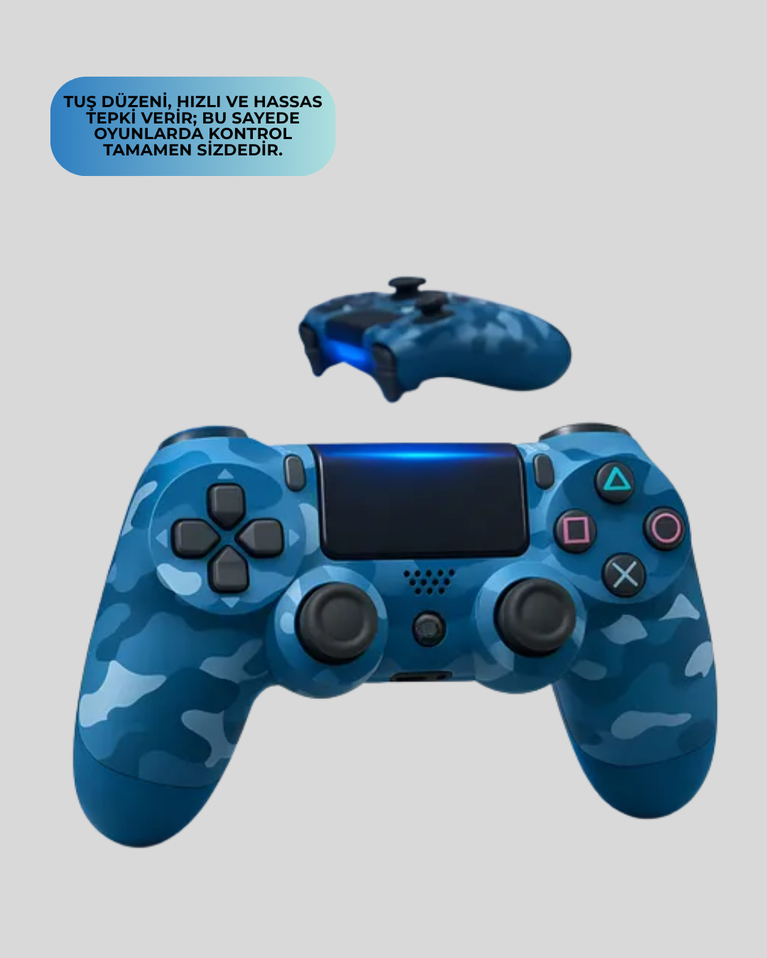Kablosuz PS4 Controller Çift Motorlu Dayanıklı Gamepad - Görsel 3
