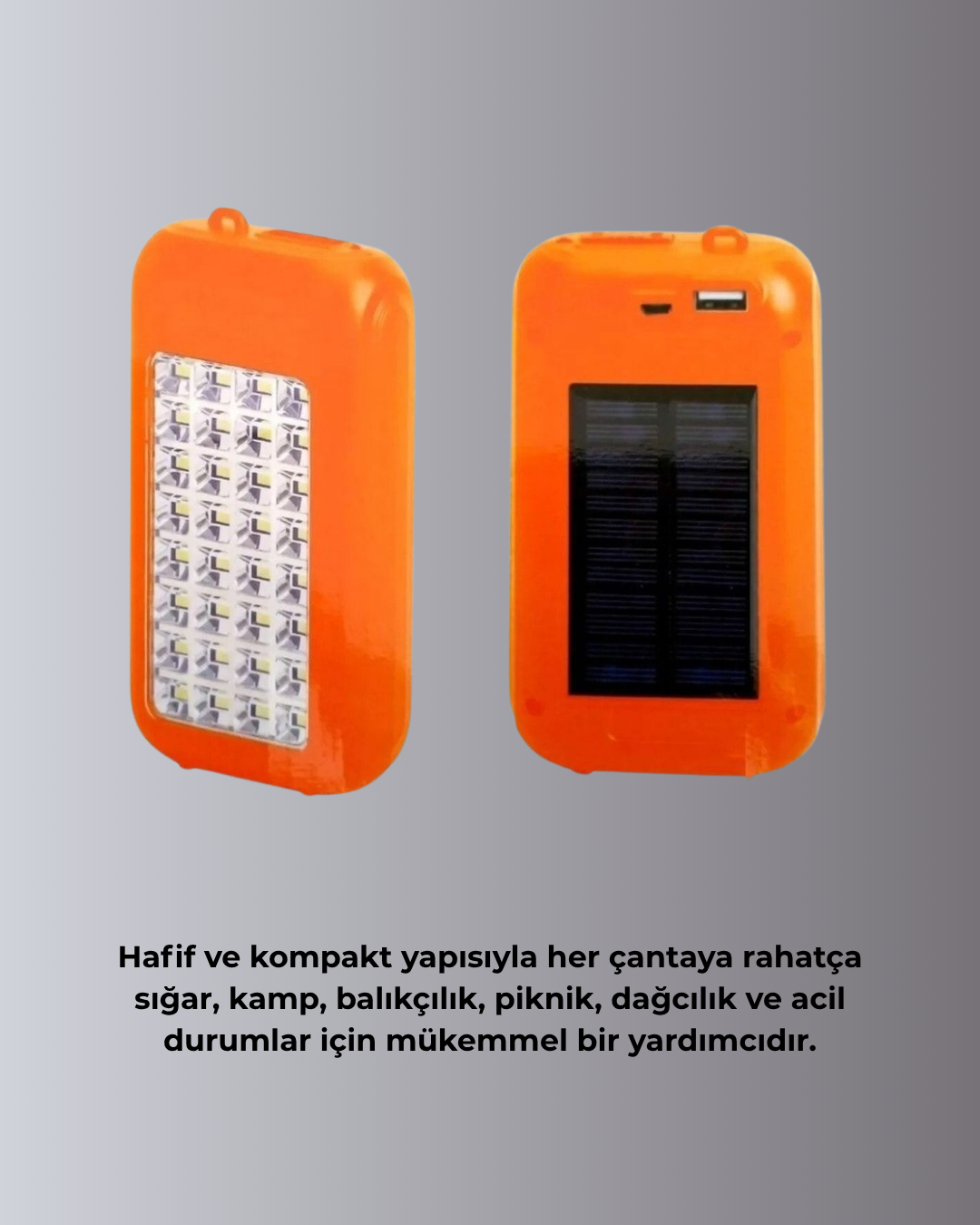 Güneş Paneli ile Şarj Olan 32 LED’li Powerbank Cihazı - Görsel 5