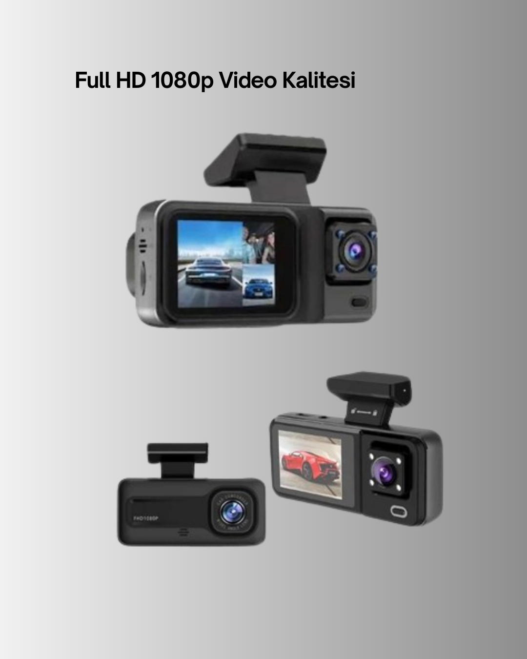 360° Kapsama Sahip Full HD Araç Kamerası 3’lü Kayıt Gece Görüşlü DashCam - Görsel 5