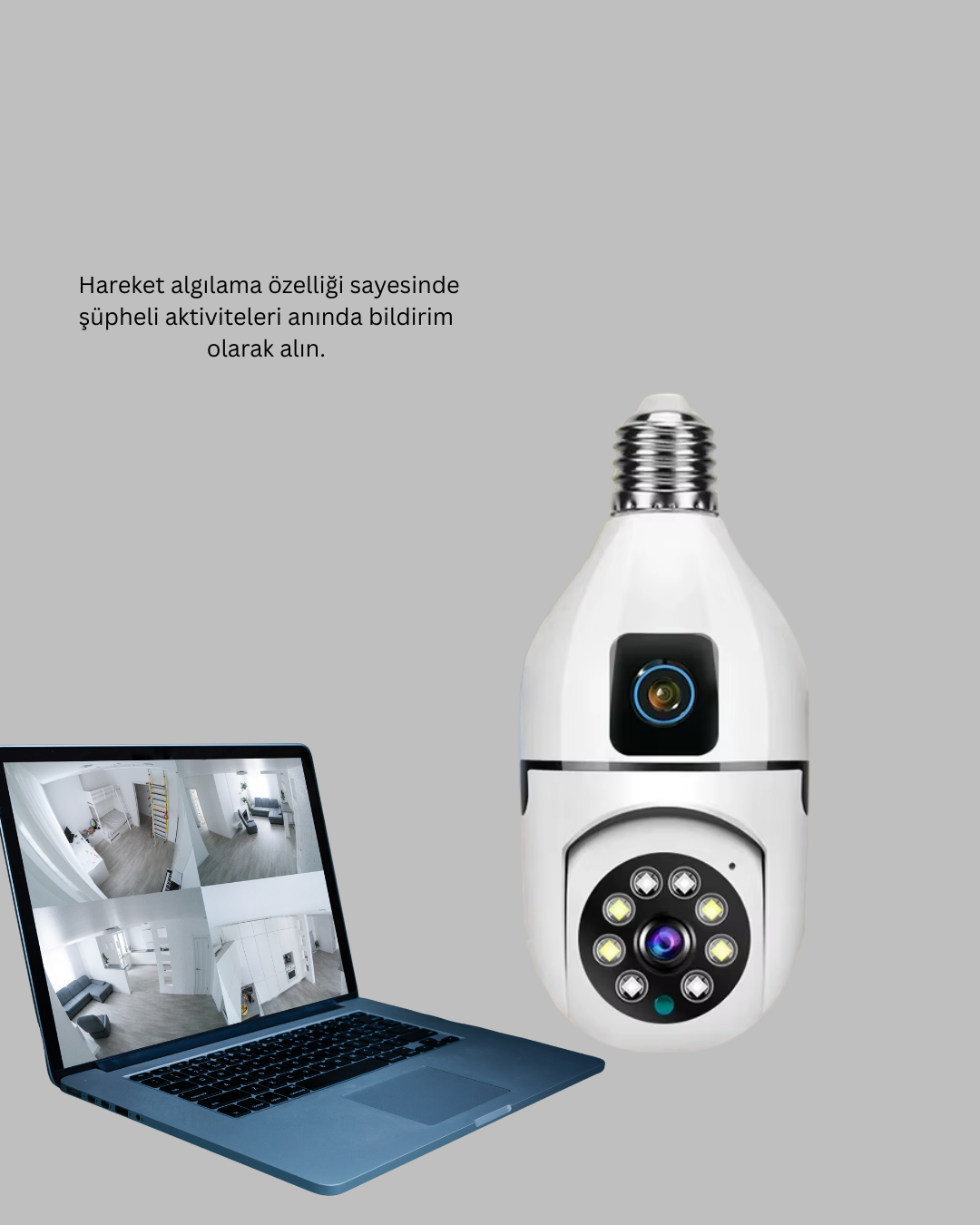 1080P WiFi Ampul Güvenlik Kamerası – Gece Görüş & Uzaktan Erişim - Görsel 5