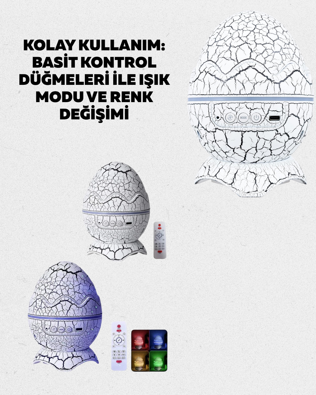 Bluetooth Bağlantılı Dinozor Yıldız Projektör Gece Lambası ve Uyku Yardımcısı - Görsel 3