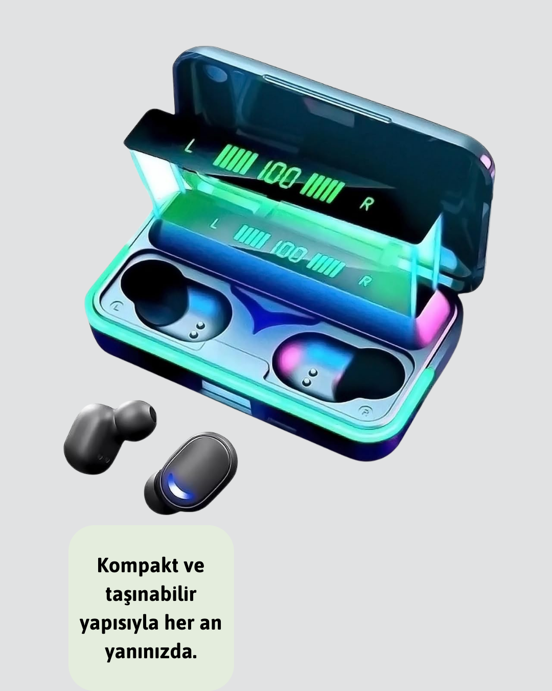 Bluetooth 5.1 Oyuncu Kulaklığı LED Ekranlı Powerbank Kulaklık - Görsel 5