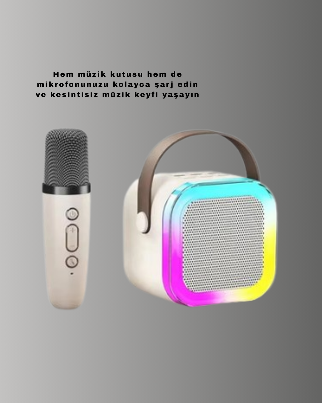 Kablosuz Karaoke Mikrofon Hoparlör Seti Güçlü Ses Çıkışı - Görsel 5