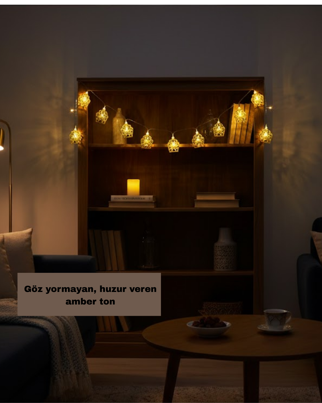 Ev Dekoru İçin Ramazan LED Işık Pilli Sıcak Sarı Cami Figürlü - Görsel 4