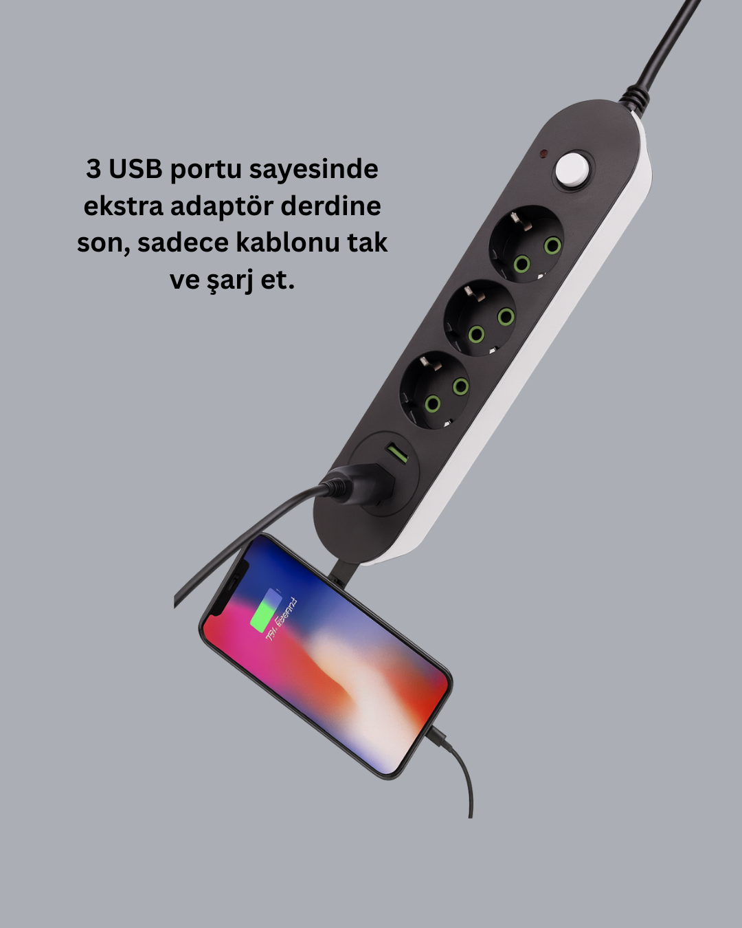 3 USB Portlu Üçlü Priz CXE103 - Görsel 5