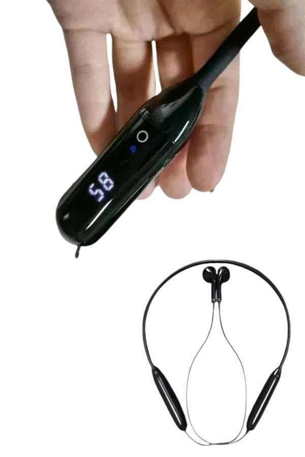 100 Saat Kablolu Boyun Askılı Dijital Göstergeli Bluetooth Kulaklık - Görsel 5