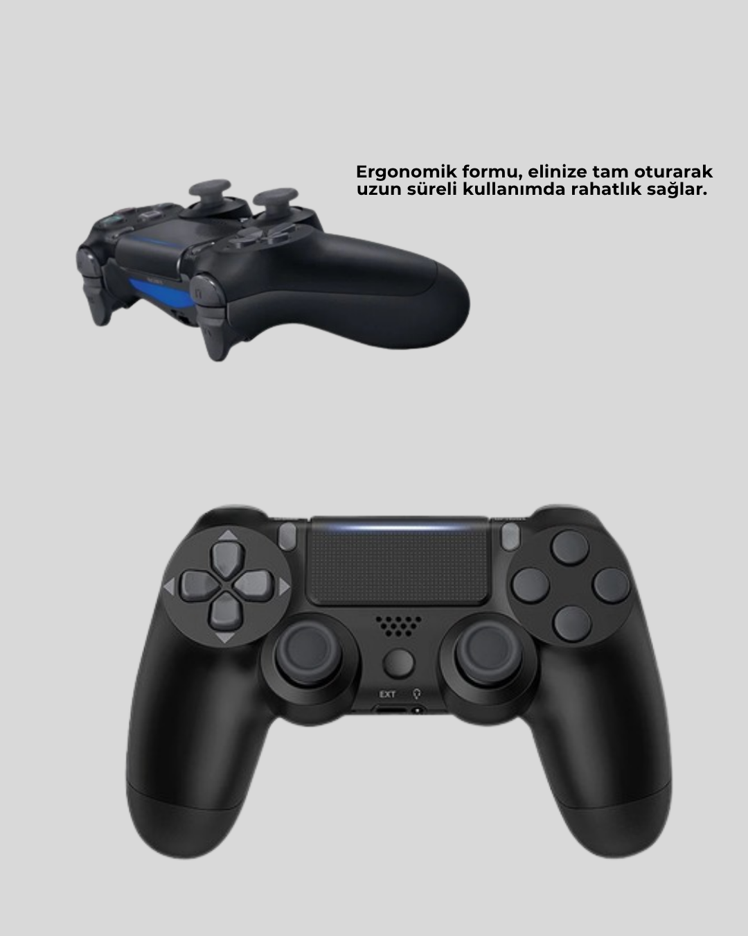 Kablosuz PS4 Controller Çift Motorlu Dayanıklı Gamepad - Görsel 4