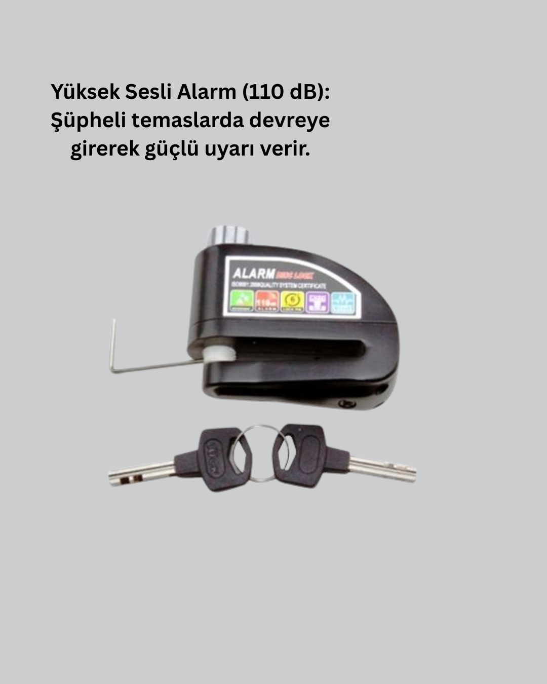 Titreşim Sensörlü Alarm Disk Kilidi Motosiklet Scooter Bisiklet - Görsel 2