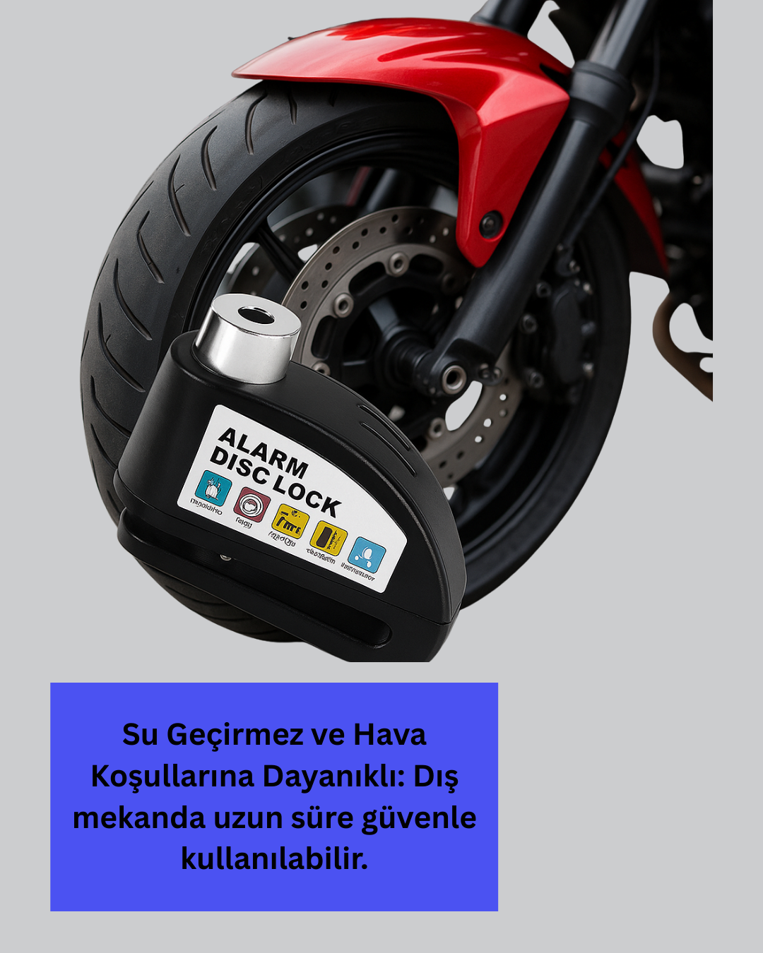 Titreşim Sensörlü Alarm Disk Kilidi Motosiklet Scooter Bisiklet - Görsel 3