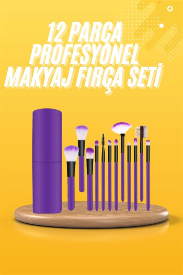 12 Parça Makyaj Fırçası Yumuşak Kıllı Profesyonel Fırça Seti Yüksek Kaliteli Pürüzsüz - Görsel 2