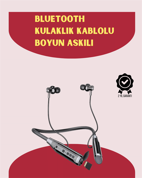 120 Saat Pil Ömrüyle Boyun Askılı Bluetooth Kulaklık – Spor ve Günlük Kullanım İçin - Görsel 2