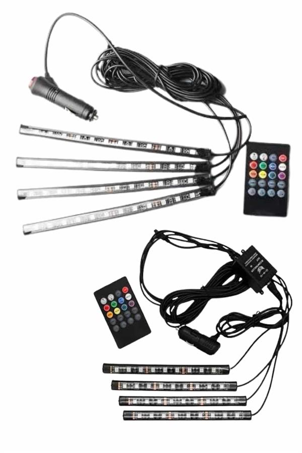 12'Lİ Şerit Led Işık RGB Sese ve Müziğe Duyarlı Araç İçi Ayak Altı