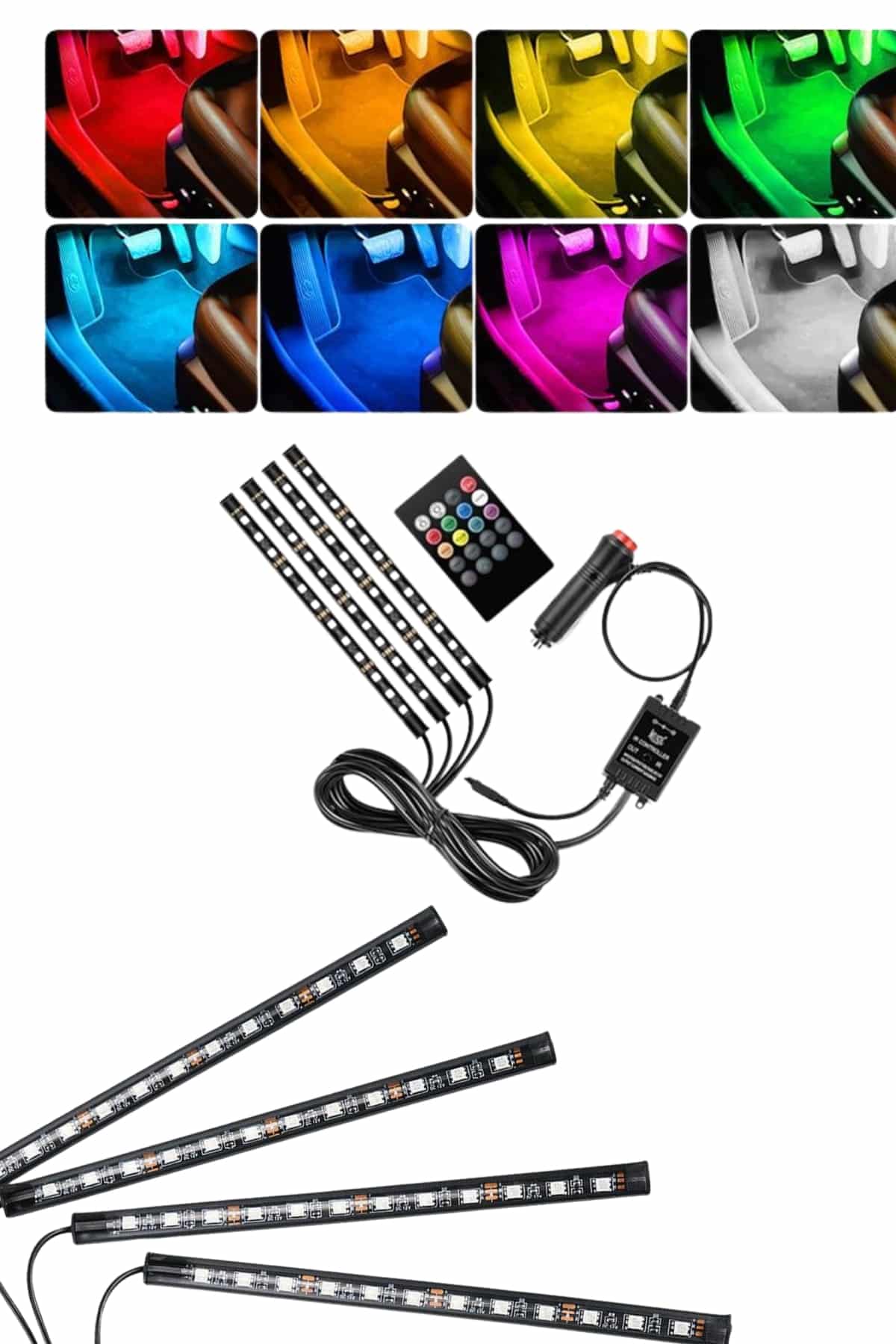 RGB Araç İçi Şerit LED Seti Müzik Kontrollü Ambiyans Aydınlatma - Görsel 2