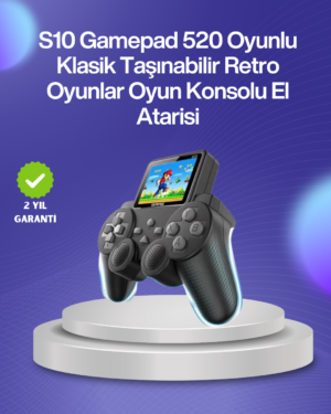 500 Oyunlu Nostaljik El Tipi Oyun Konsolu, Taşınabilir Şarjlı Cihaz, Renkli Ekran ve TV Destekli