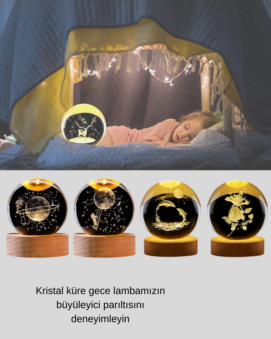 LED Işıklı Yunus Küre Ahşap Standlı Modern Dekoratif Aksesuar - Görsel 3