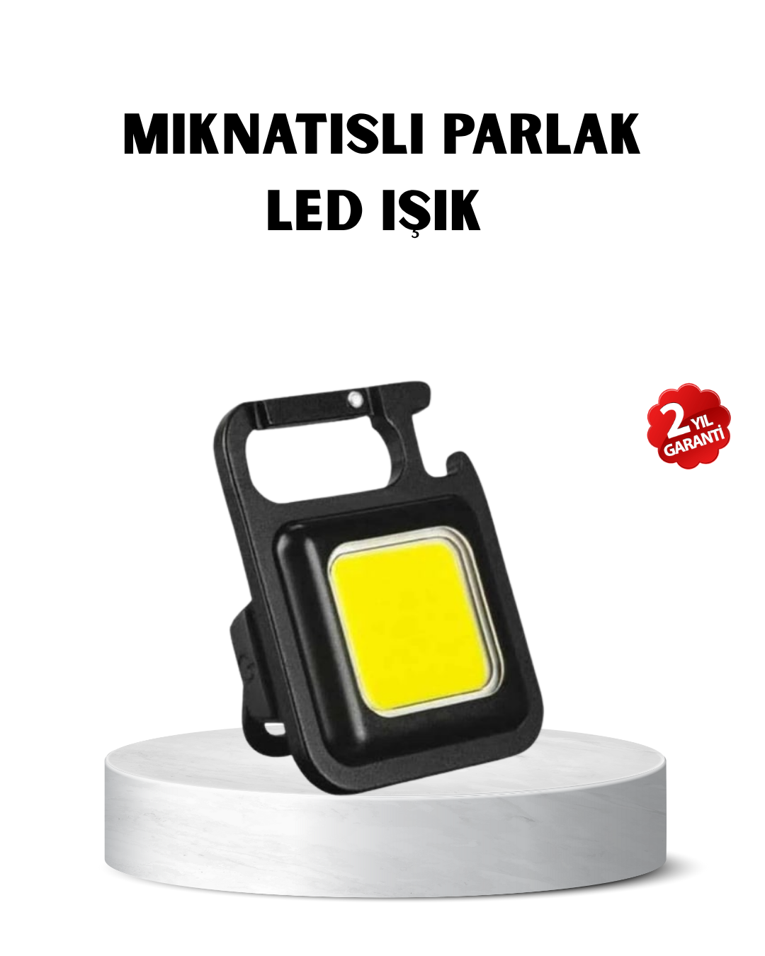 USB Type-C Şarjlı Mini Fener – Manyetik, Katlanabilir ve Şişe Açacaklı Tasarım