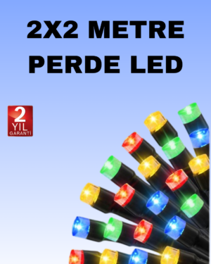 Noel ve Parti Dekorasyonu İçin 2x2 LED Perde Işık – 8 Fonksiyonlu