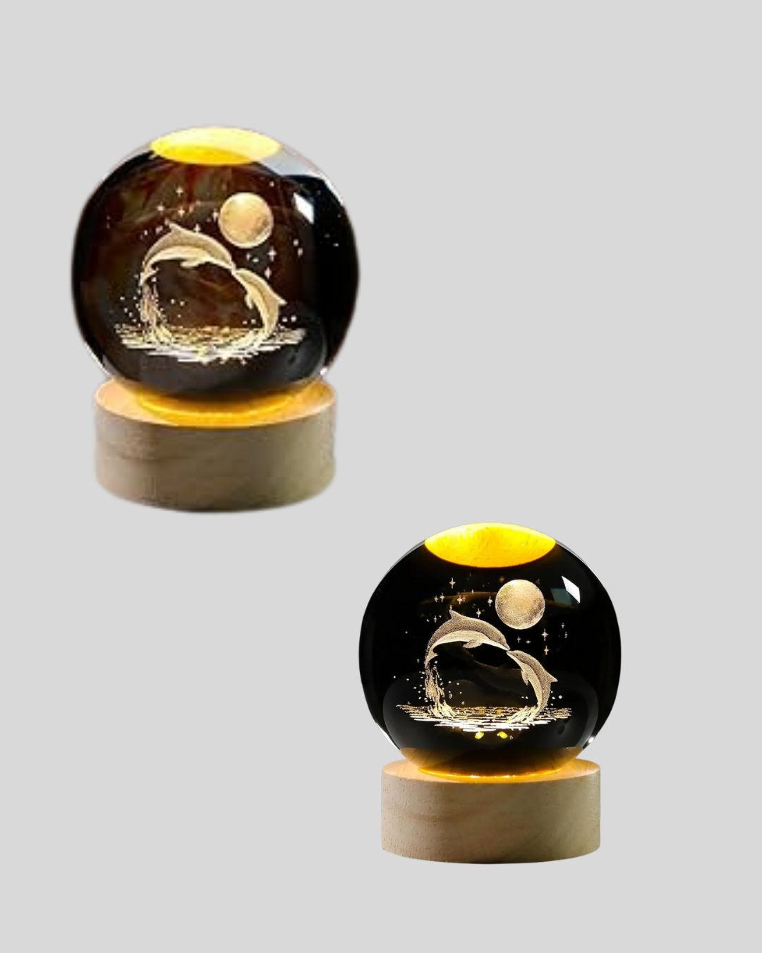 LED Işıklı Yunus Küre Ahşap Standlı Modern Dekoratif Aksesuar - Görsel 4