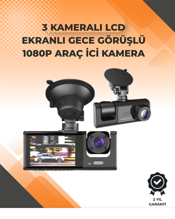 3 Kameralı Dashcam Sistem – Geri Görüş Yardımı, Park Koruması ve G-Sensör