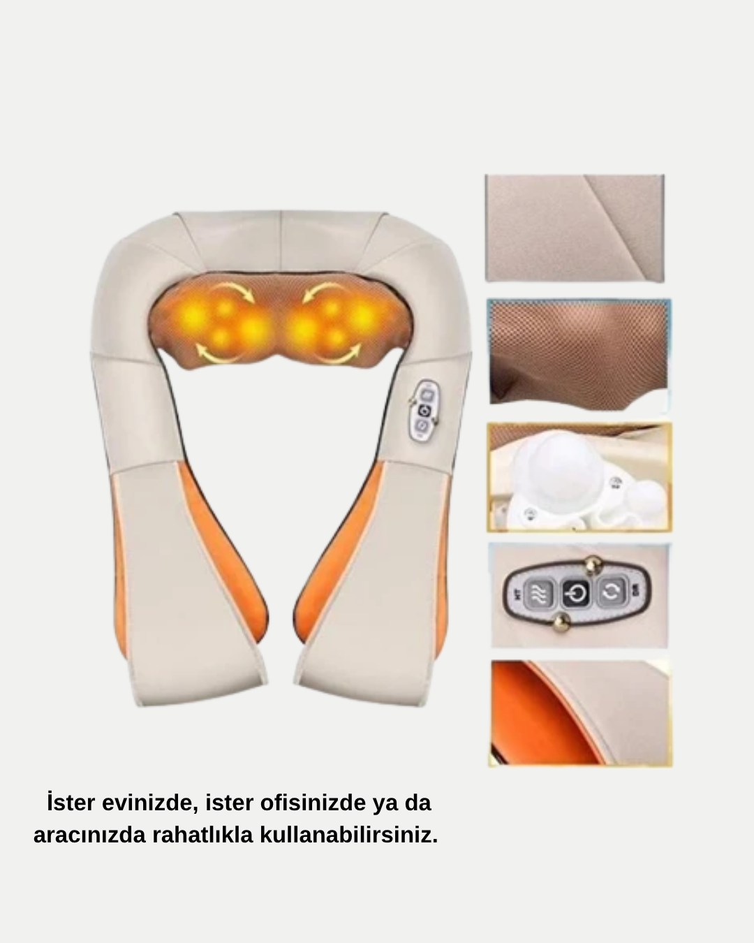 Ergonomik Ovmalı Masaj Aleti – Isıtmalı, Yoğurmalı, Boyun ve Bel Rahatlatıcı Masaj Makinesi - Görsel 2
