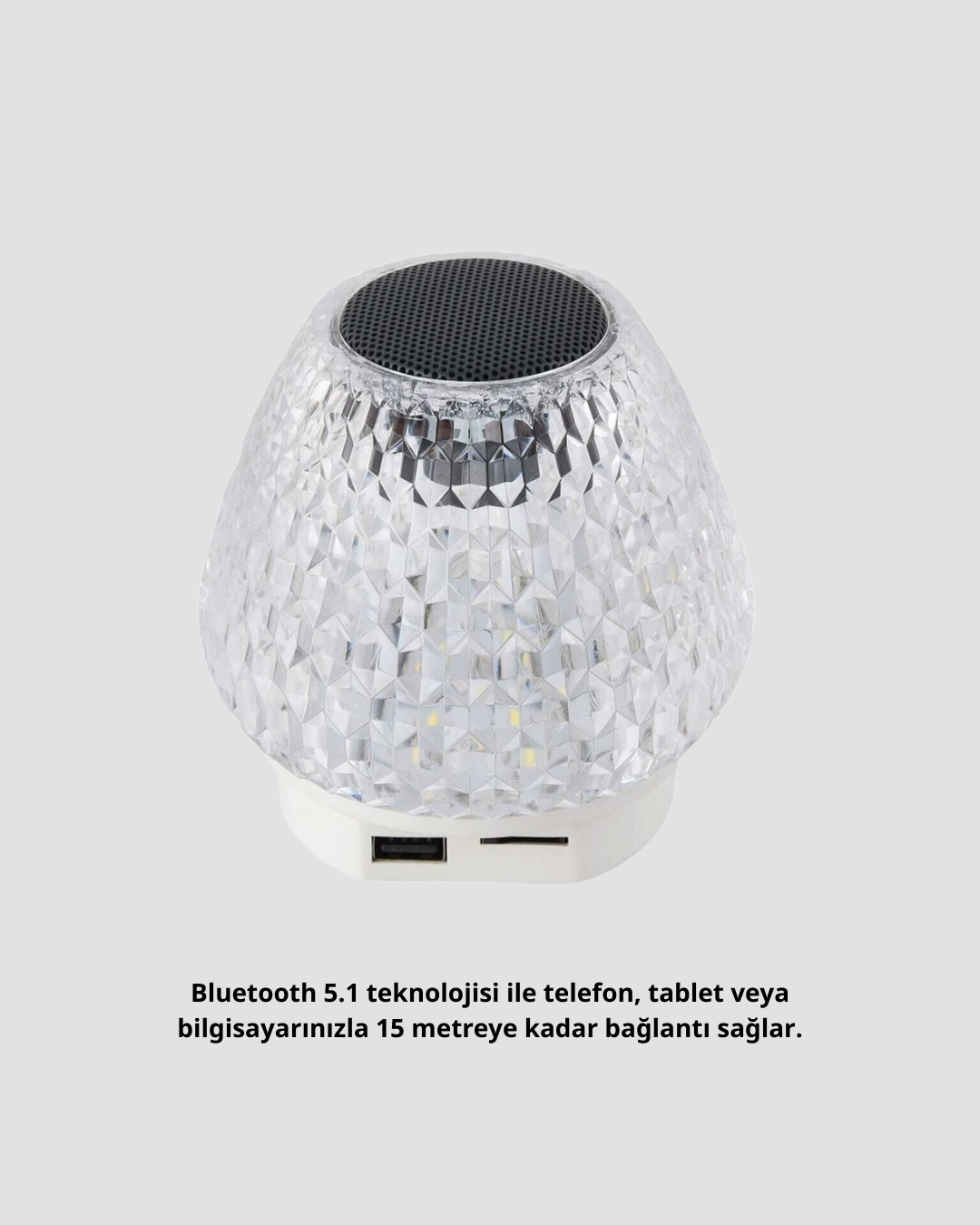 Mini LED Işıklı Bluetooth Hoparlör 5W Kristal Desenli 1200 mAh Şarjlı - Görsel 2