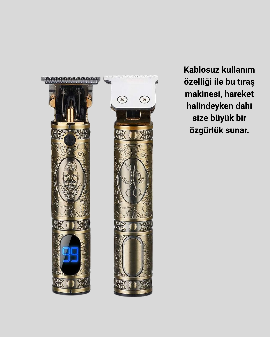 Şarjlı Kablosuz Tıraş Makinesi – 1800 mAh Batarya, Uzun Pil Ömrü, Profesyonel Sessiz Motor - Görsel 2