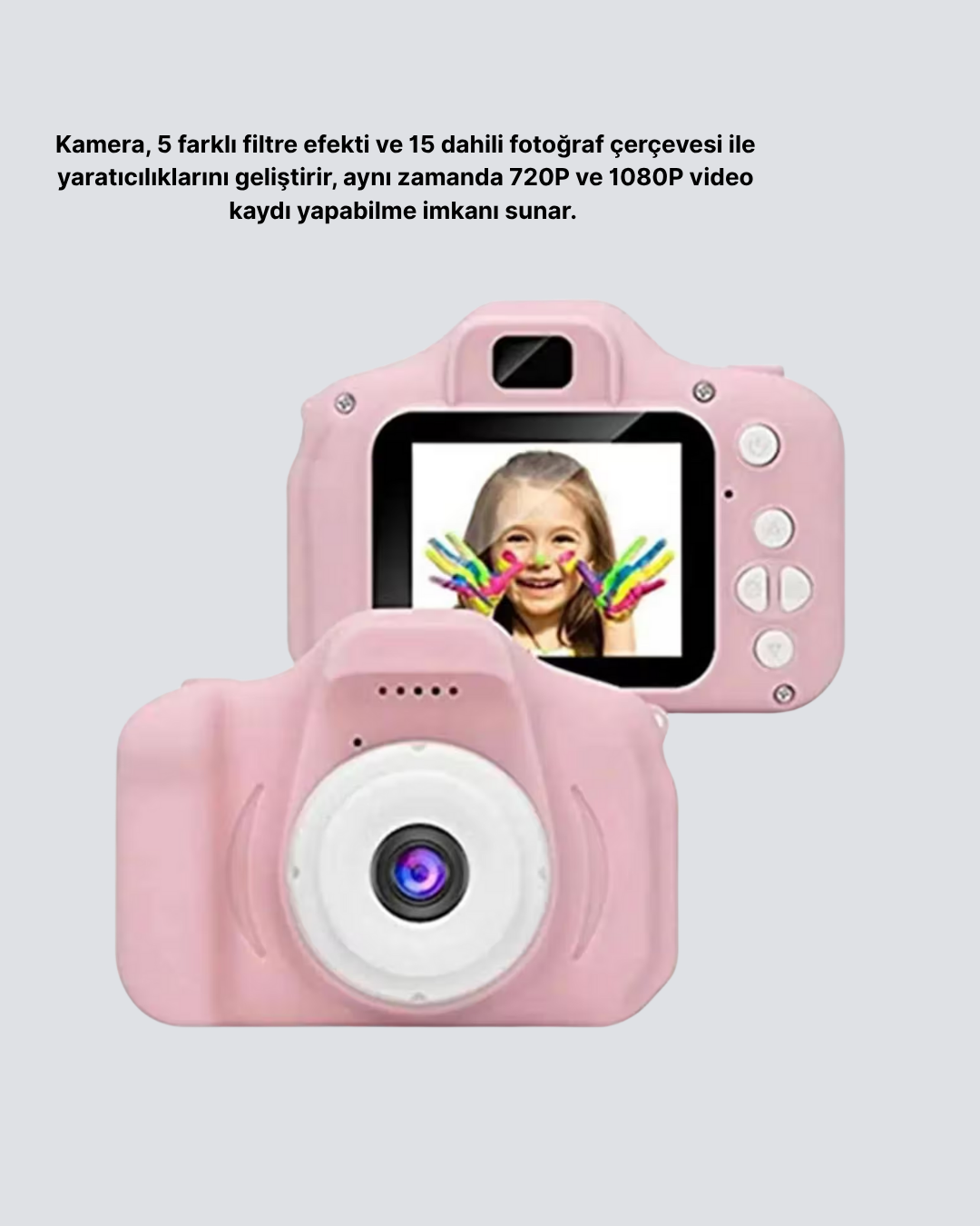 8 Megapiksel Mini Çocuk Kamerası HD Ekranlı Darbeye Dayanıklı ve Şarjlı - Görsel 2