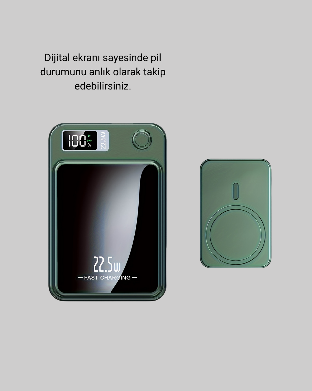 MagSafe Powerbank Kablosuz Şarjlı ve 22.5W Hızlı Şarj Destekli - Görsel 2