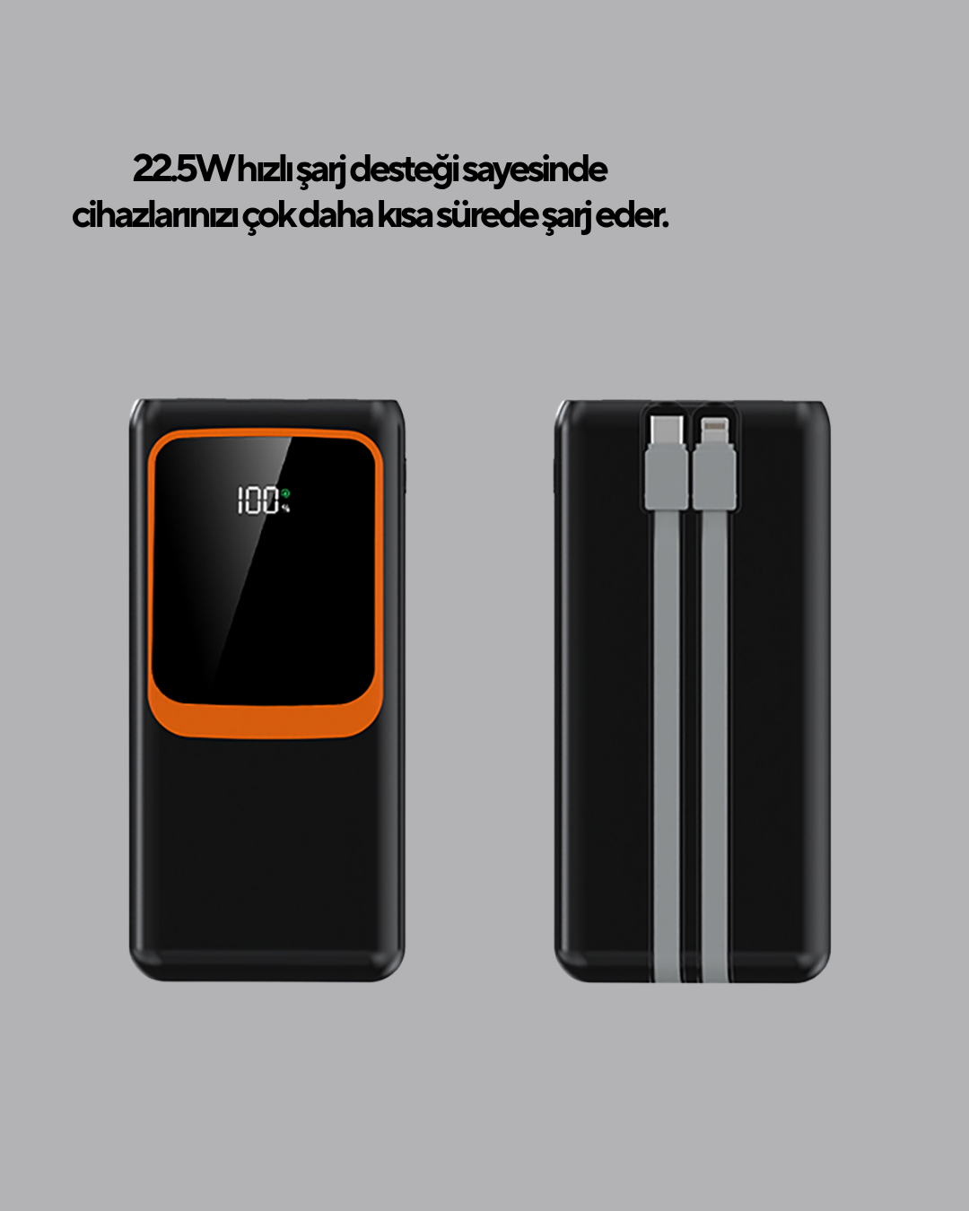 Powerbank 20000 mAh 22.5W Hızlı Şarjlı ve Kompakt Çoklu Kablo Çıkışlı - Görsel 2