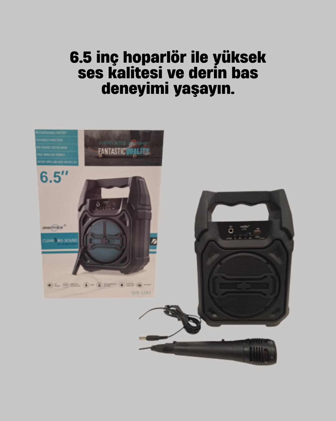 6.5 İnç Bluetooth Hoparlör Mikrofonlu Taşınabilir Karaoke ve Parti Sistemi - Görsel 2