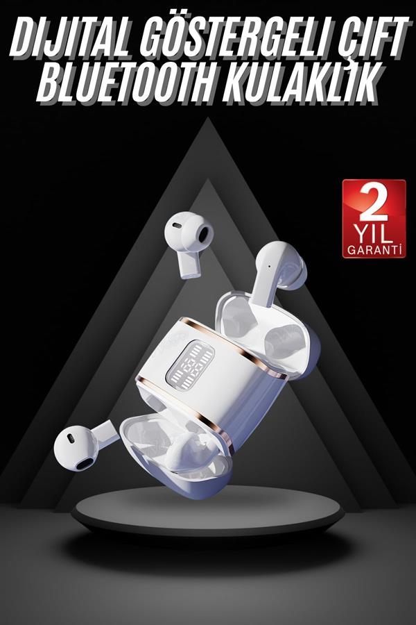 4 Adet Çift Kulaklık Dijital Göstergeli Yüksek Ses Kaliteli Bluetooth Kulaklık - Görsel 2