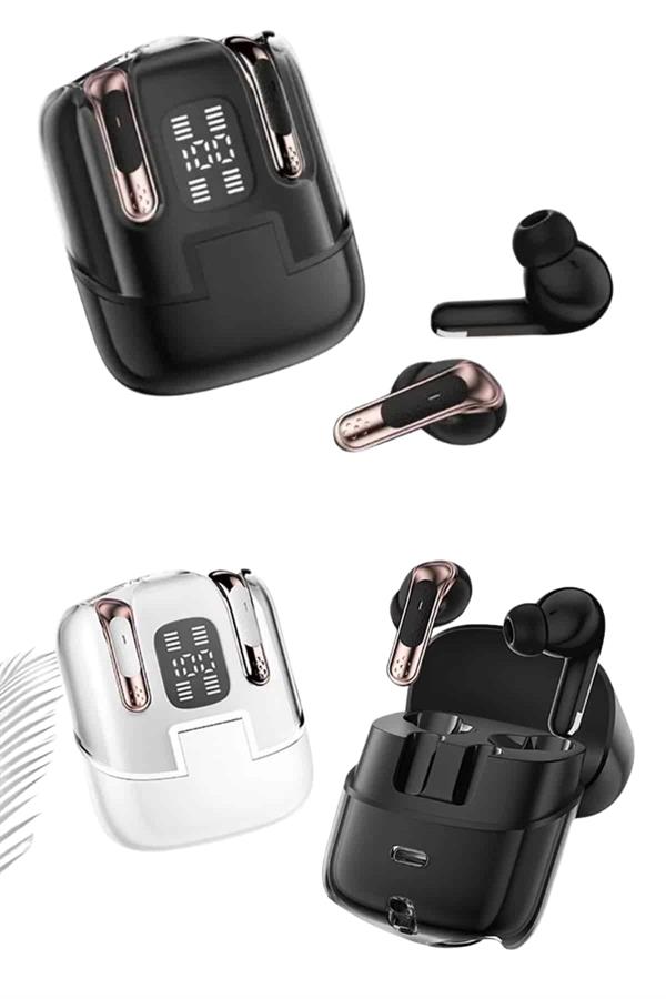 4 Adet Çift Kulaklık Dijital Göstergeli Yüksek Ses Kaliteli Bluetooth Kulaklık - Görsel 4
