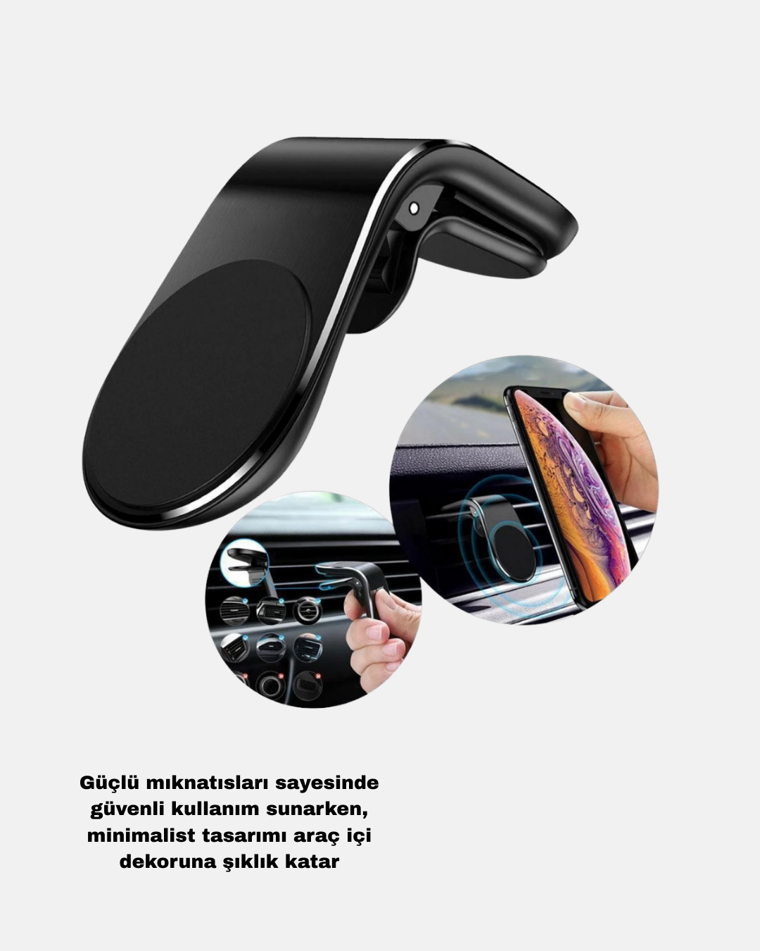 Manyetik Araç Telefon Tutucu ve Hızlı Şarj Adaptörü 2’li Set - Görsel 3