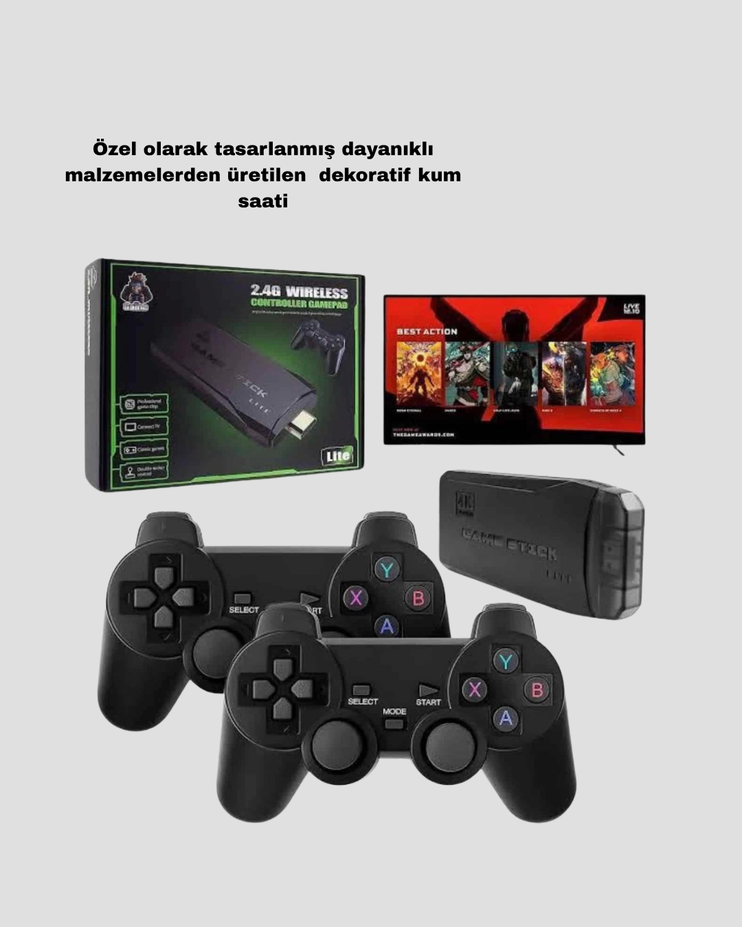 Kablosuz 4K Retro Atari Game Stick – 2 Kollu, 20000 Hazır Oyun - Görsel 3